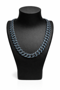 Iced Blue Cuban Link Chain-Black & Blue CZ Statement Necklace