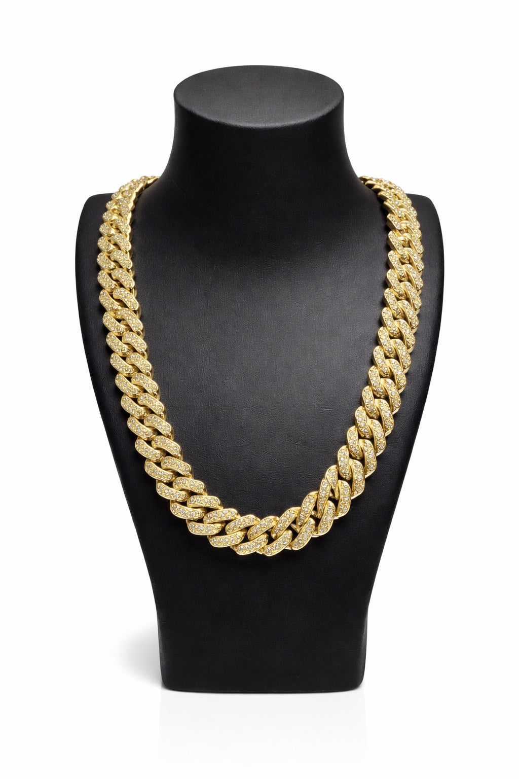 Iced Cuban Link Gold Tone CZ Statement Necklace
