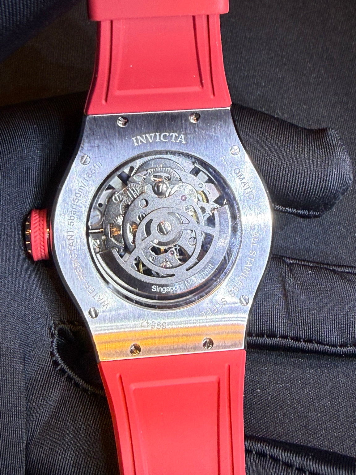 Invicta Celestial 69542 Automatic Skeleton Watch – Red Transparent Case | 21 Jewel Mechanical
