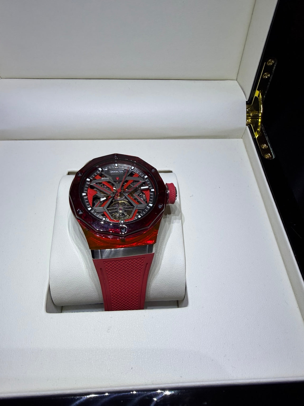 Invicta Celestial 69542 Automatic Skeleton Watch – Red Transparent Case | 21 Jewel Mechanical
