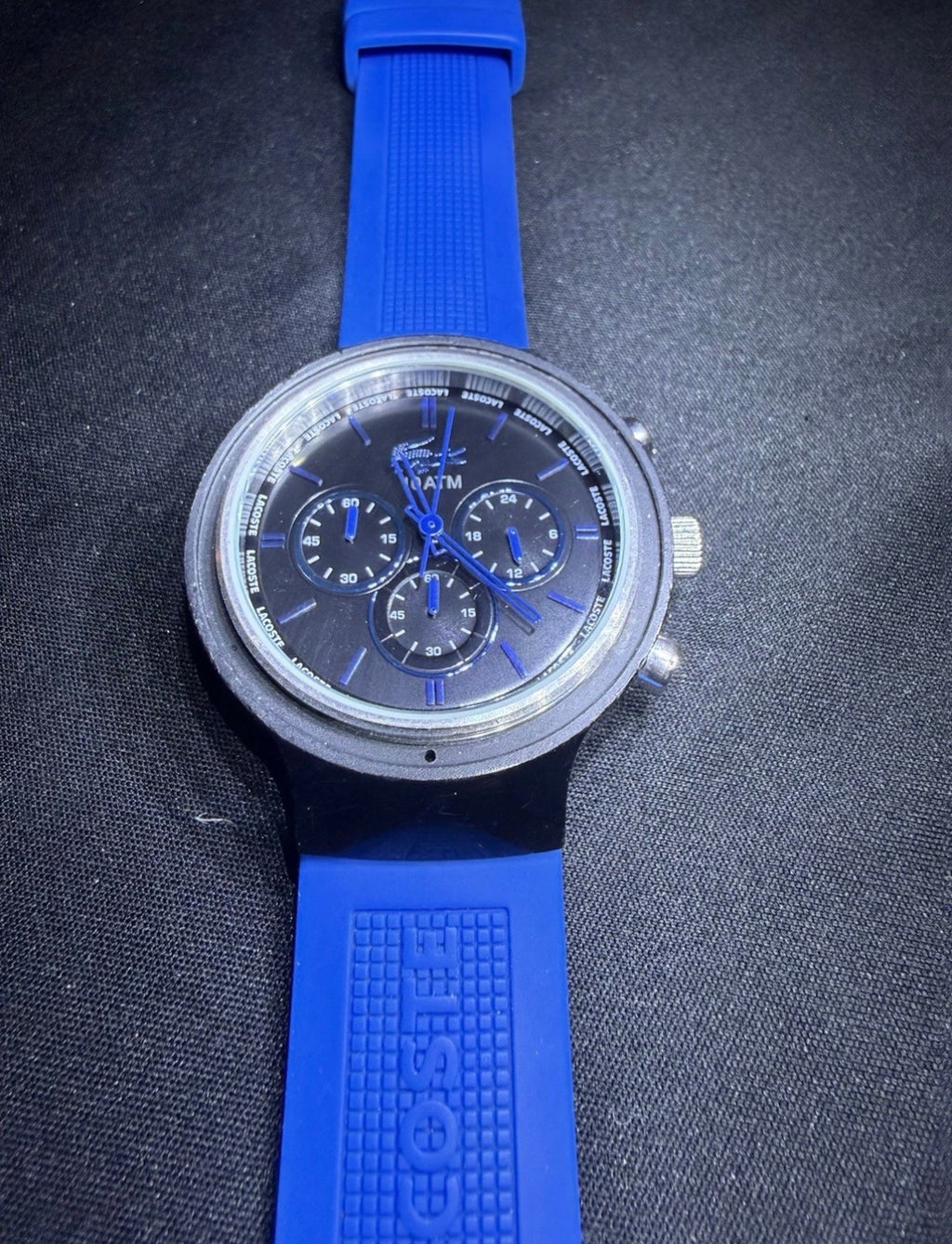 Lacoste Blue Silicone Chronograph Watch – Men’s – New Crystal