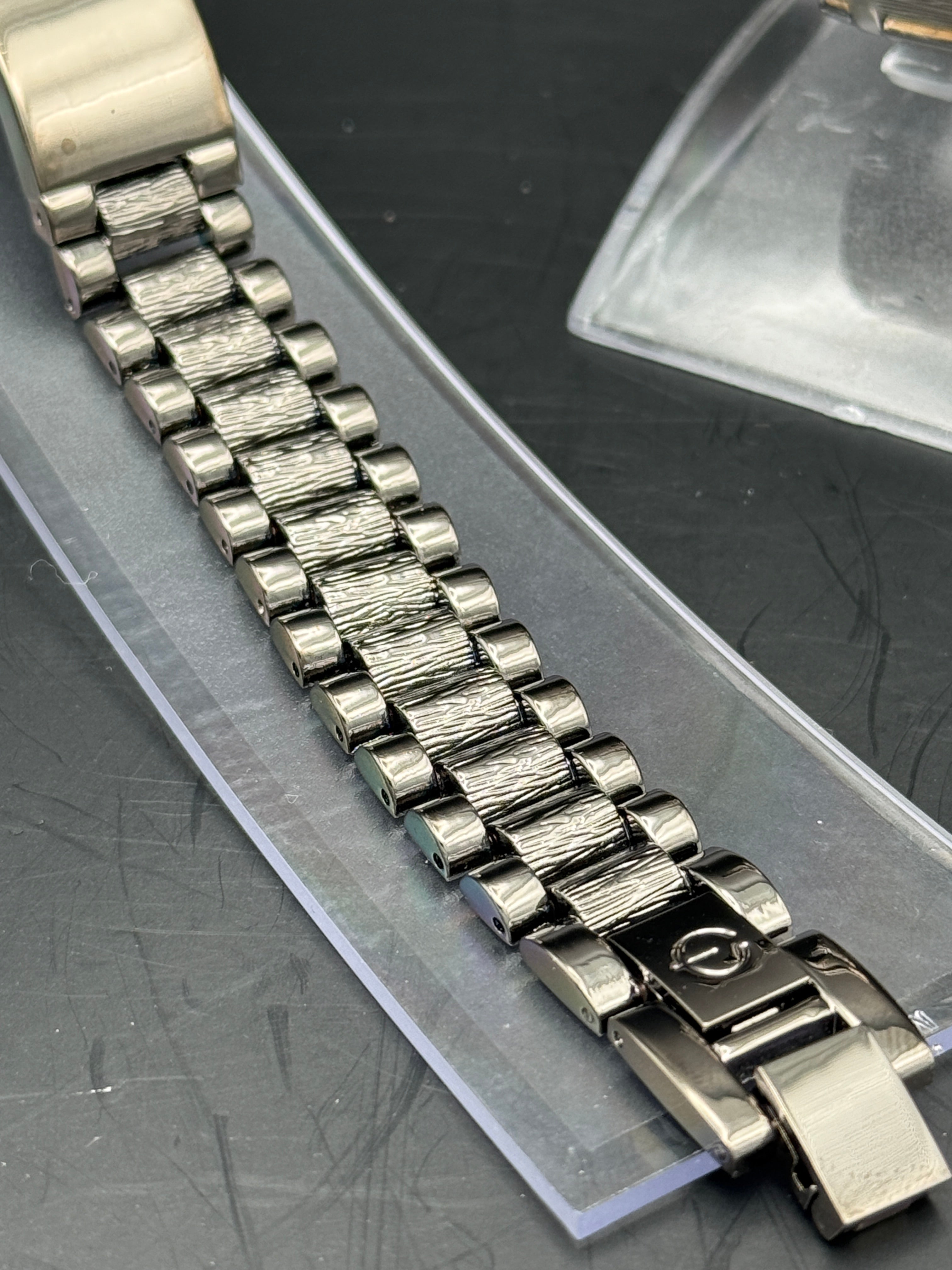 Elgin Gunmetal Crystal Accent Watch & Matching Bracelet Set