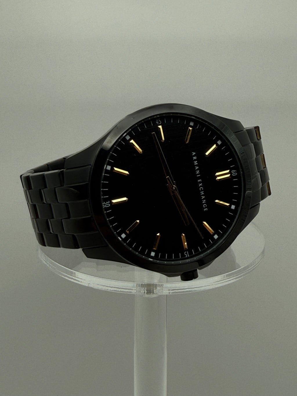 Armani Exchange AX2144 Black Stainless Steel Watch – Gold Accents Dial