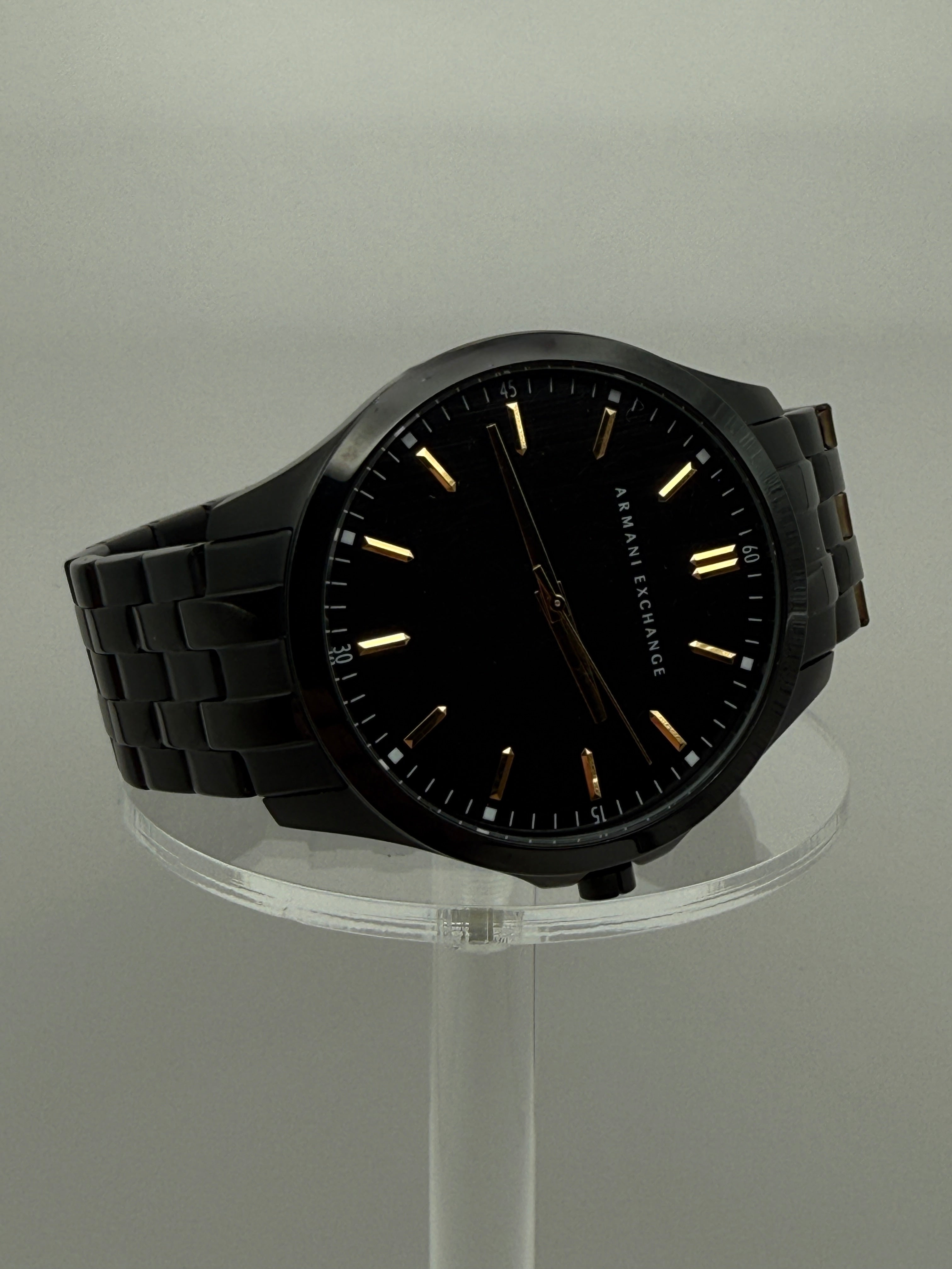 Armani Exchange AX2144 Black Stainless Steel Watch – Gold Accents Dial