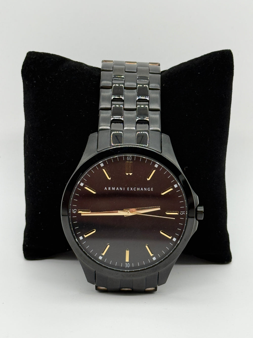 Armani Exchange AX2144 Black Stainless Steel Watch – Gold Accents Dial