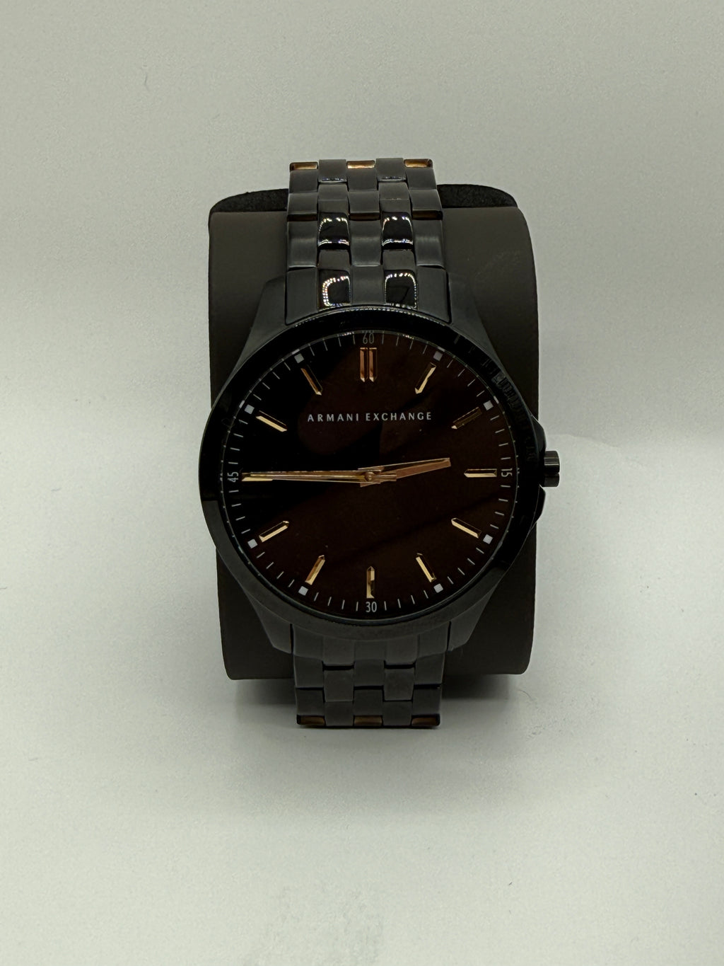 Armani Exchange AX2144 Black Stainless Steel Watch – Gold Accents Dial