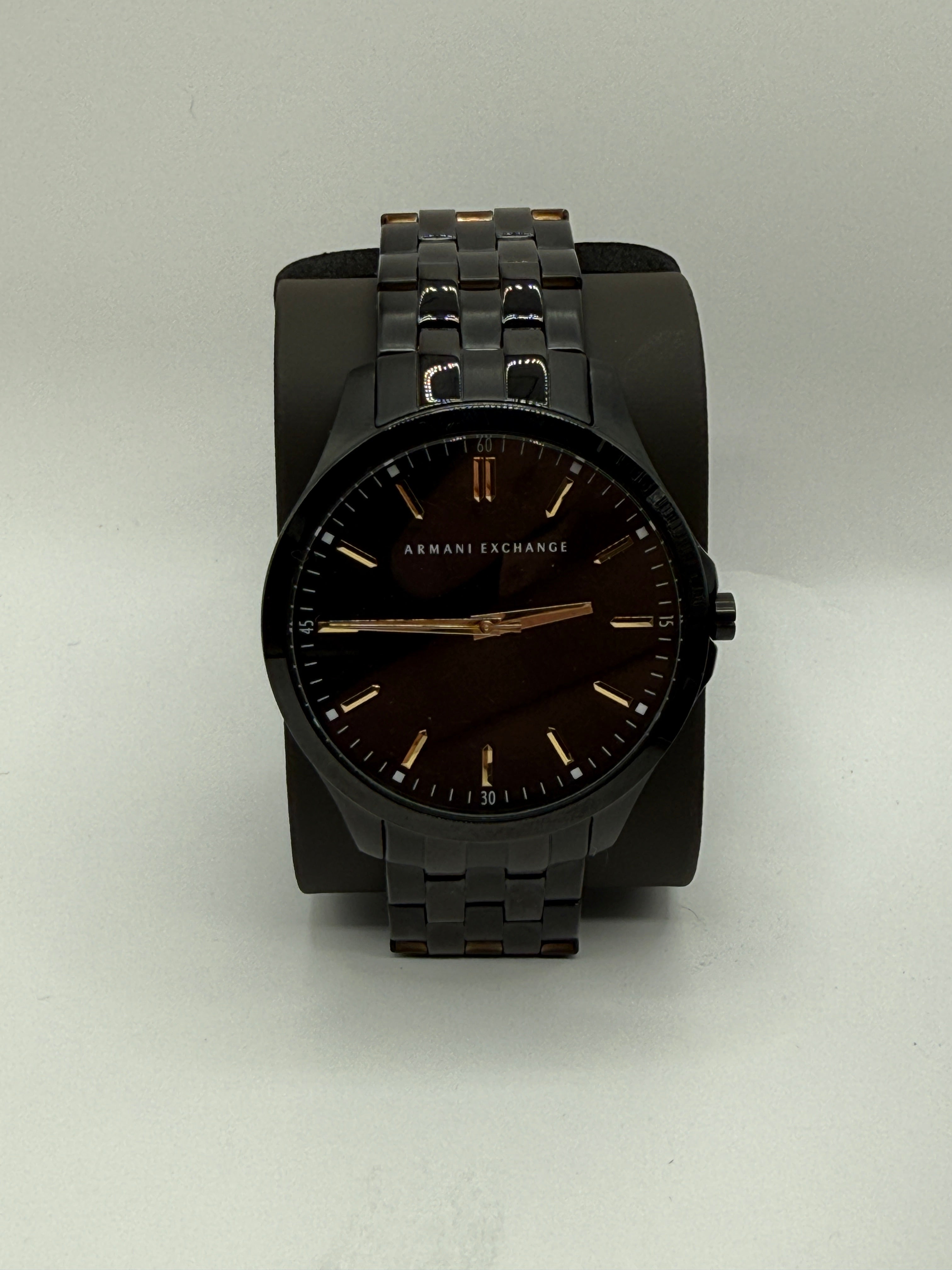 Armani Exchange AX2144 Black Stainless Steel Watch – Gold Accents Dial