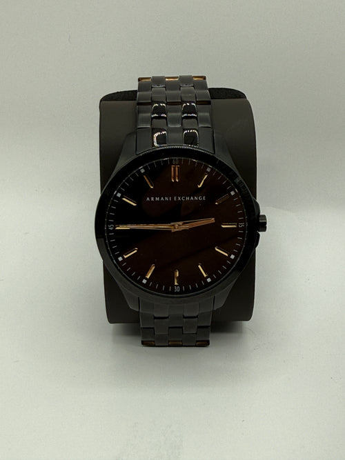 Armani Exchange AX2144 Black Stainless Steel Watch – Gold Accents Dial