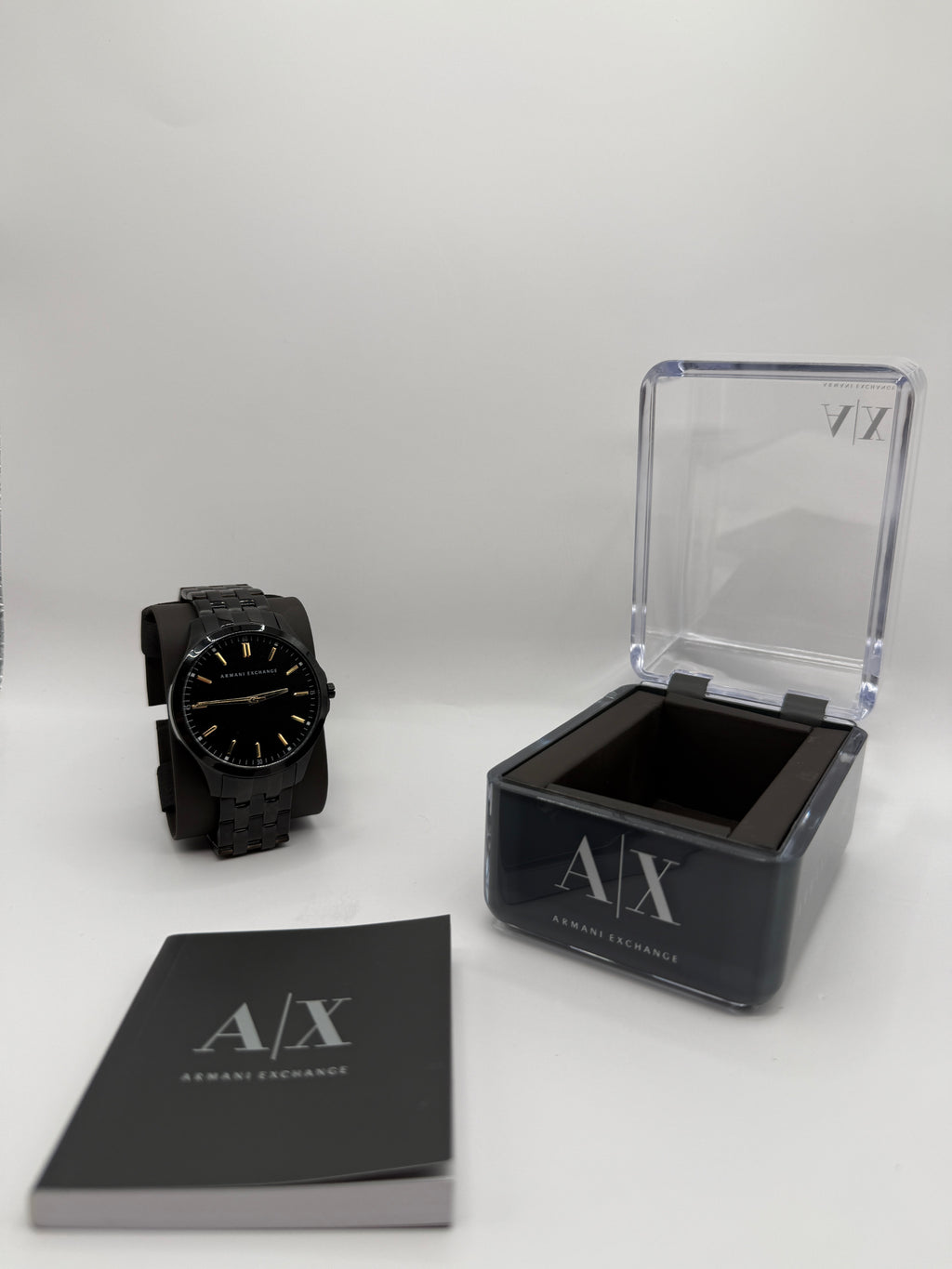 Armani Exchange AX2144 Black Stainless Steel Watch – Gold Accents Dial