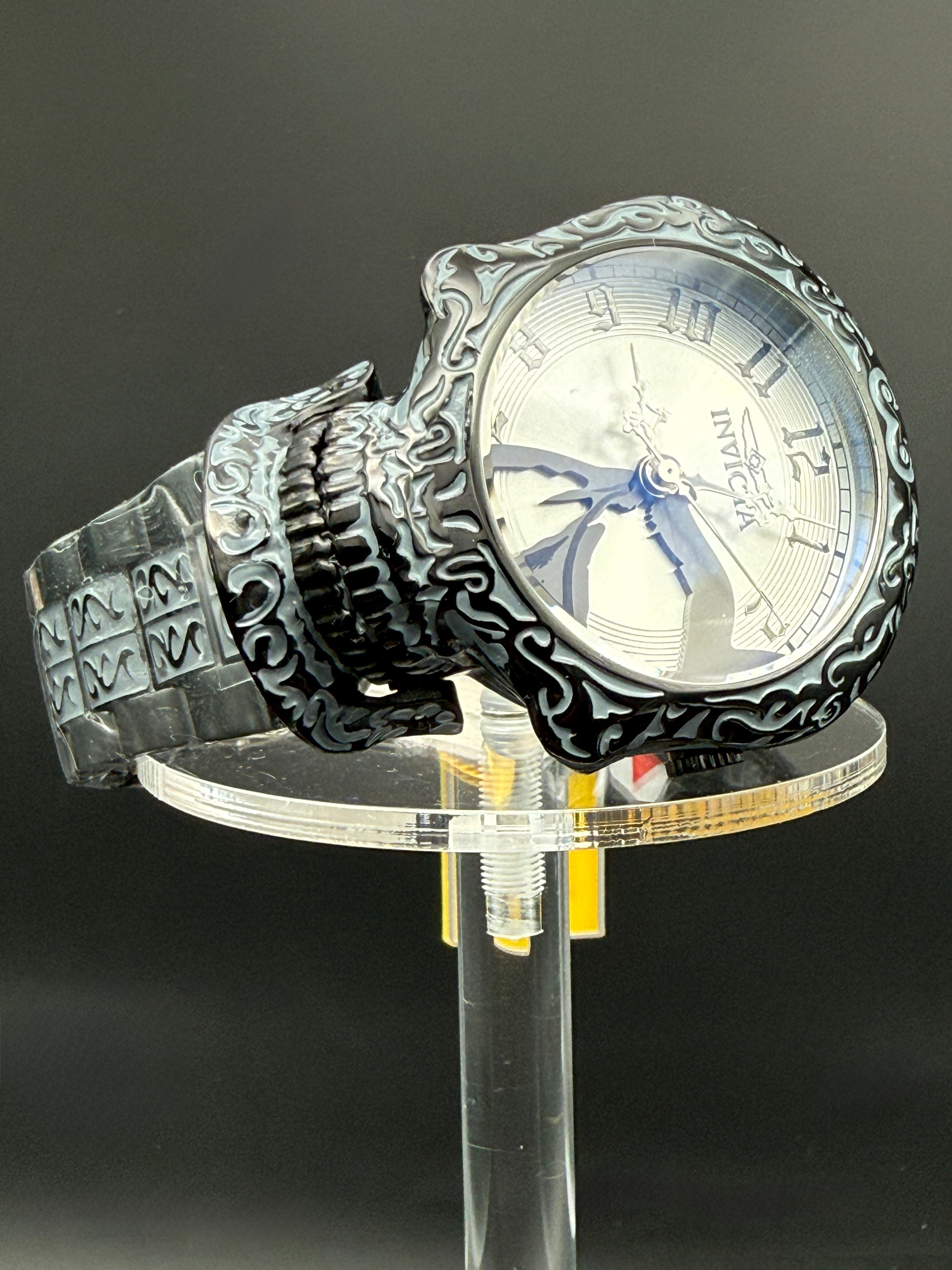 Invicta  Skull Design Watch – Carved Case | Black Gothic Style | New w/ Box
