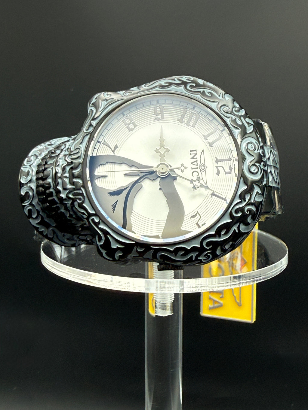 Invicta  Skull Design Watch – Carved Case | Black Gothic Style | New w/ Box