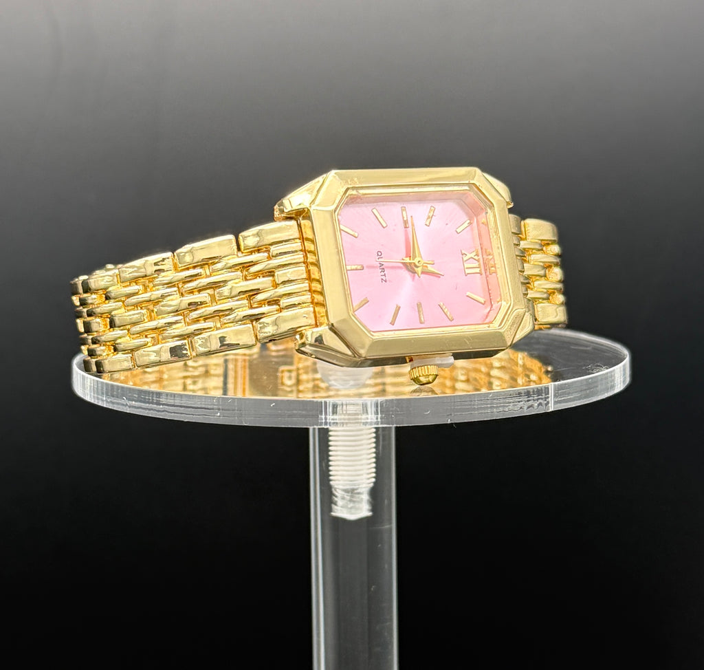 Elegant Rectangle Ladies Watch.  Pink or White Dial Available