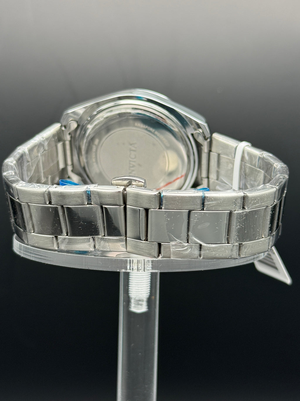 Invicta Silver Tone Watch, White Dial With Blue Accents