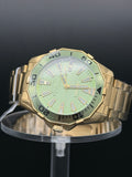 Invicta Gold Tone Octagonal Watch With Green Dial