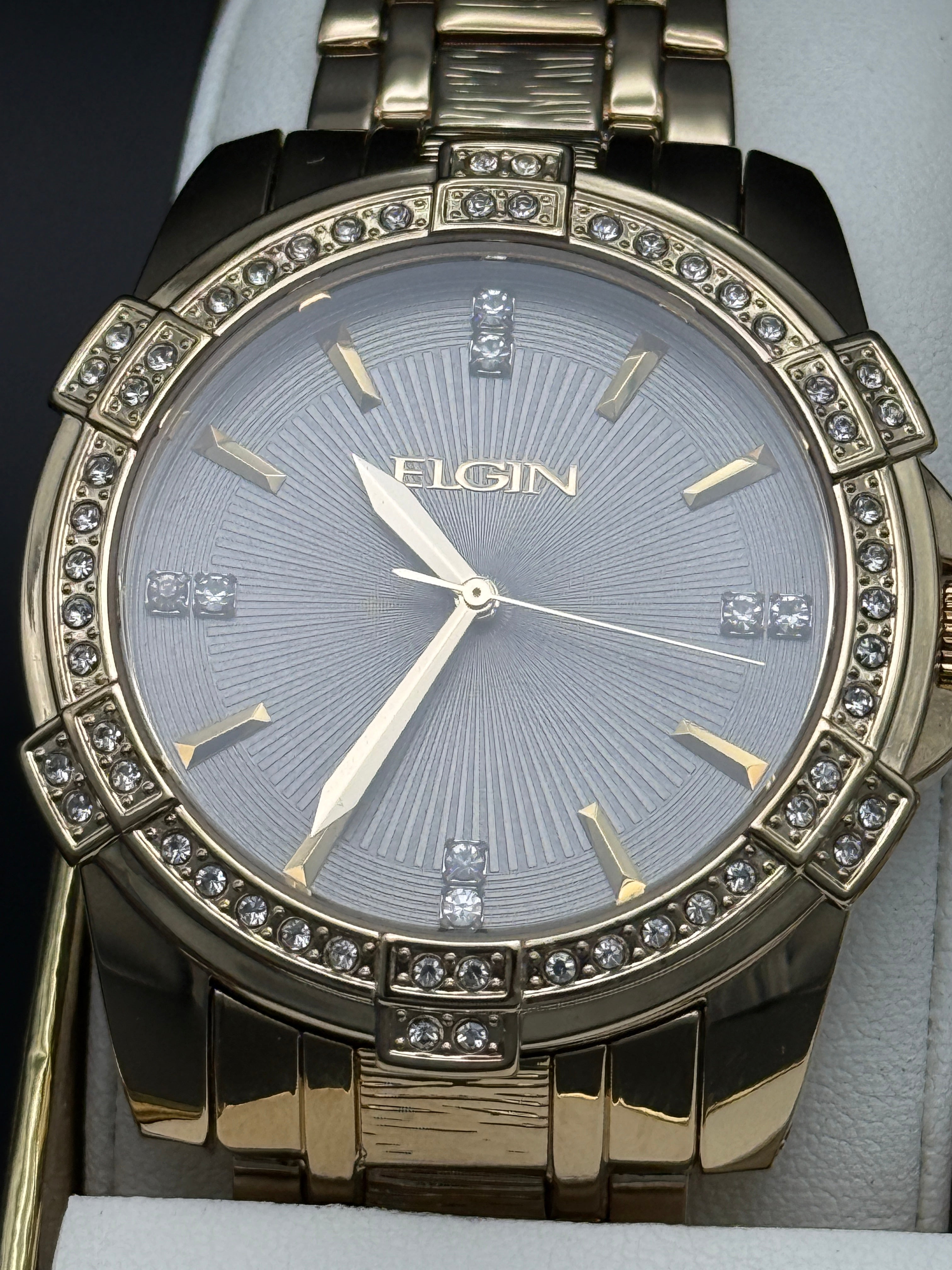Elgin Gold-Tone Watch & Bracelet Set