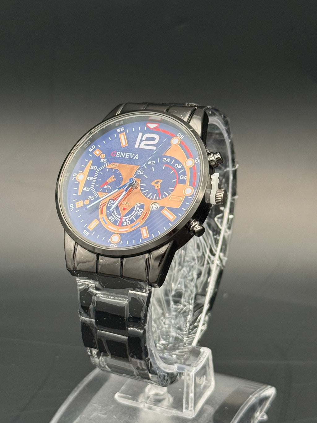 Geneva Men's Fashion Multi-Dial Quartz Watch Blue And Gold