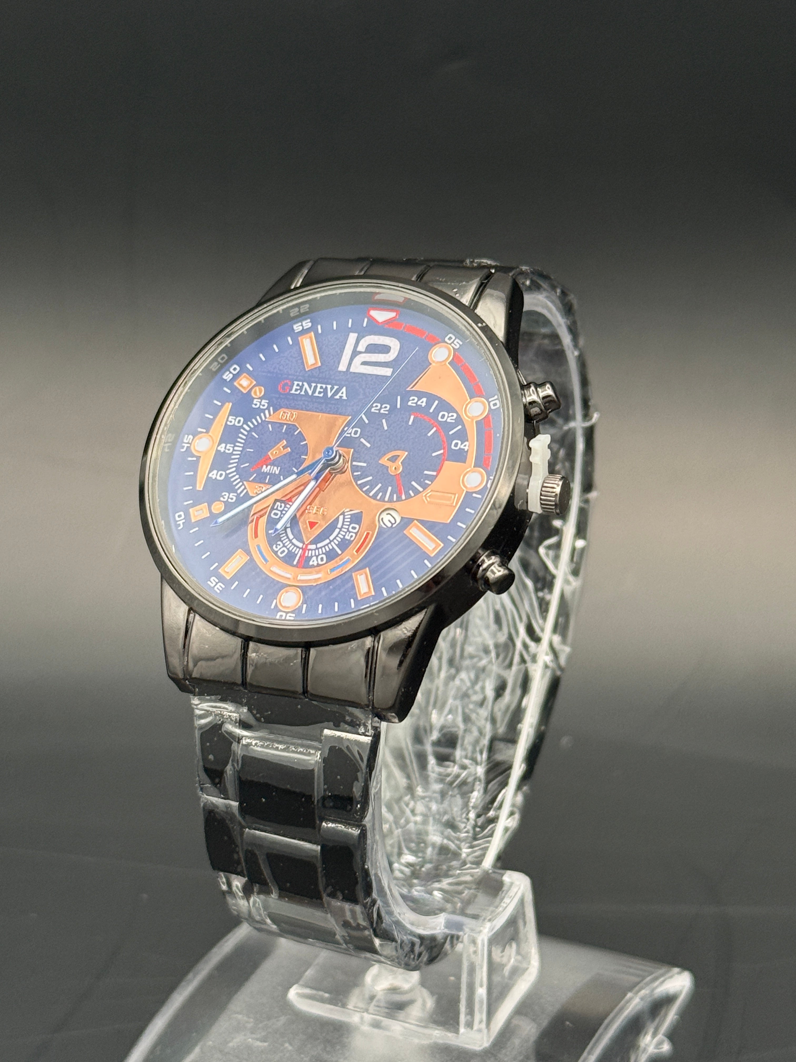 Geneva Men's Fashion Multi-Dial Quartz Watch Blue And Gold