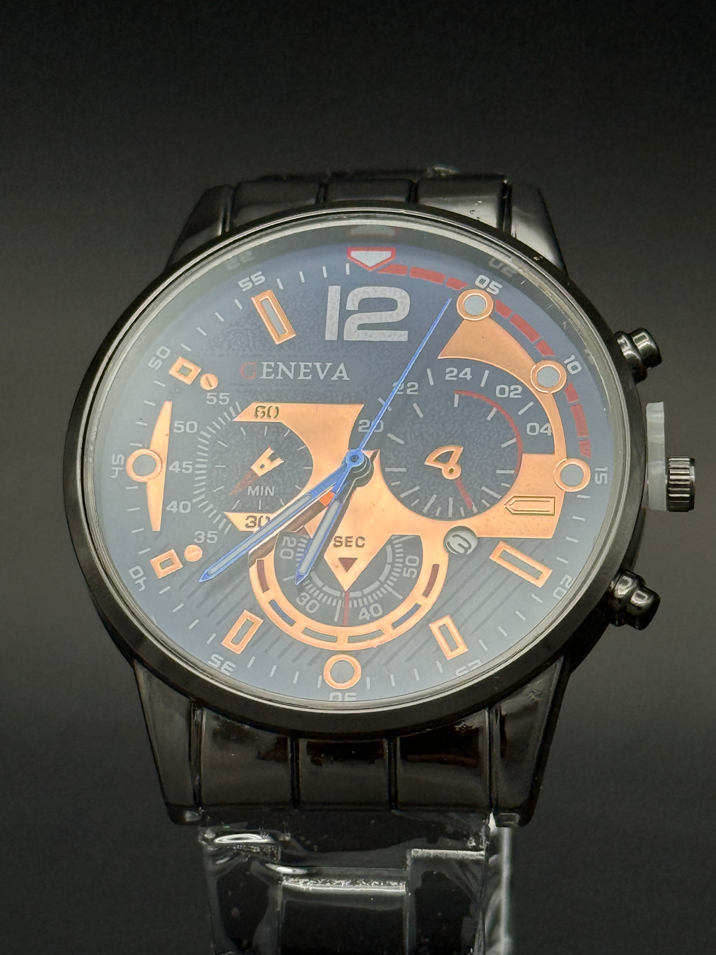 Geneva Men's Fashion Multi-Dial Quartz Watch Blue And Gold