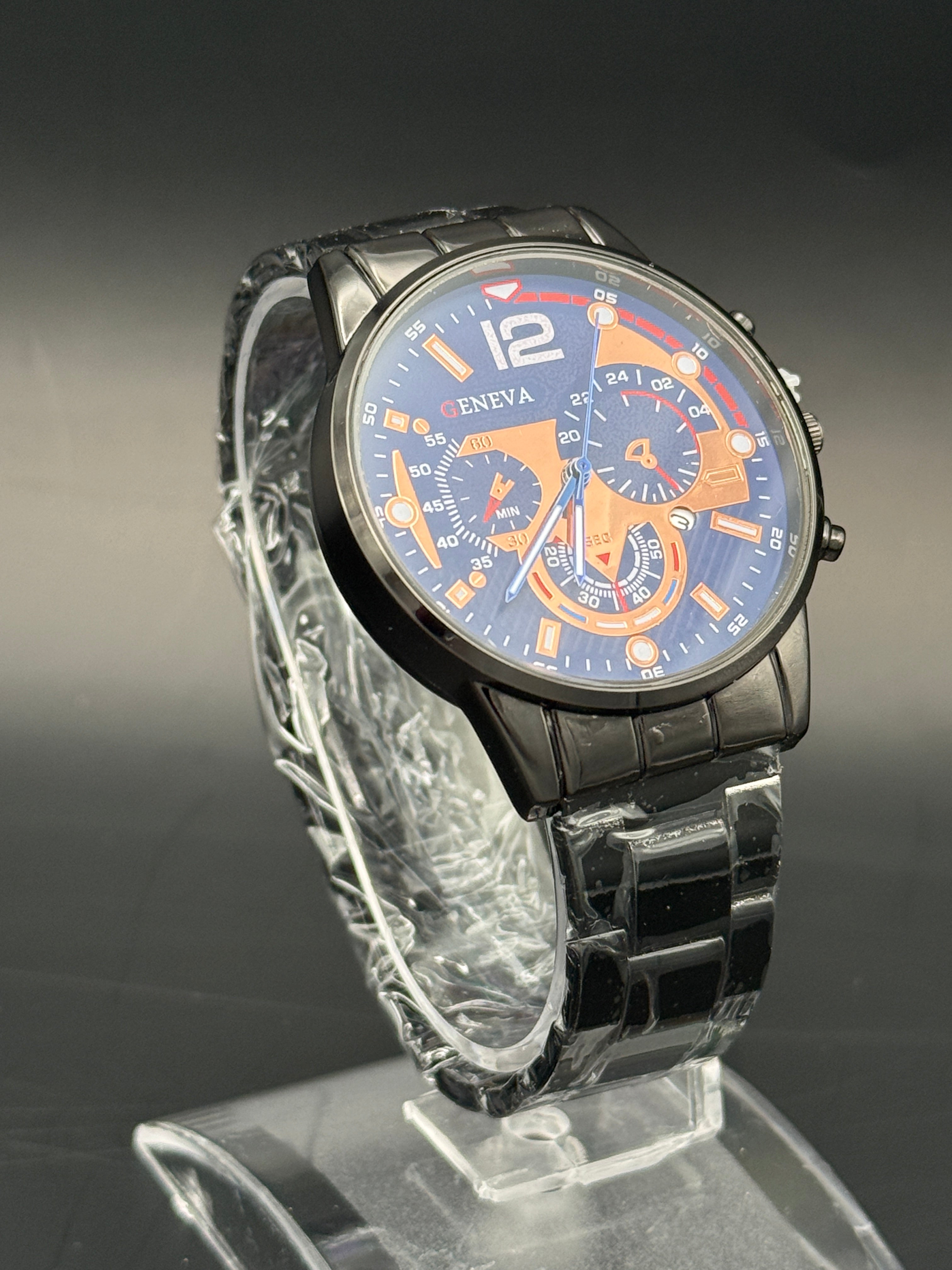 Geneva Men's Fashion Multi-Dial Quartz Watch Blue And Gold