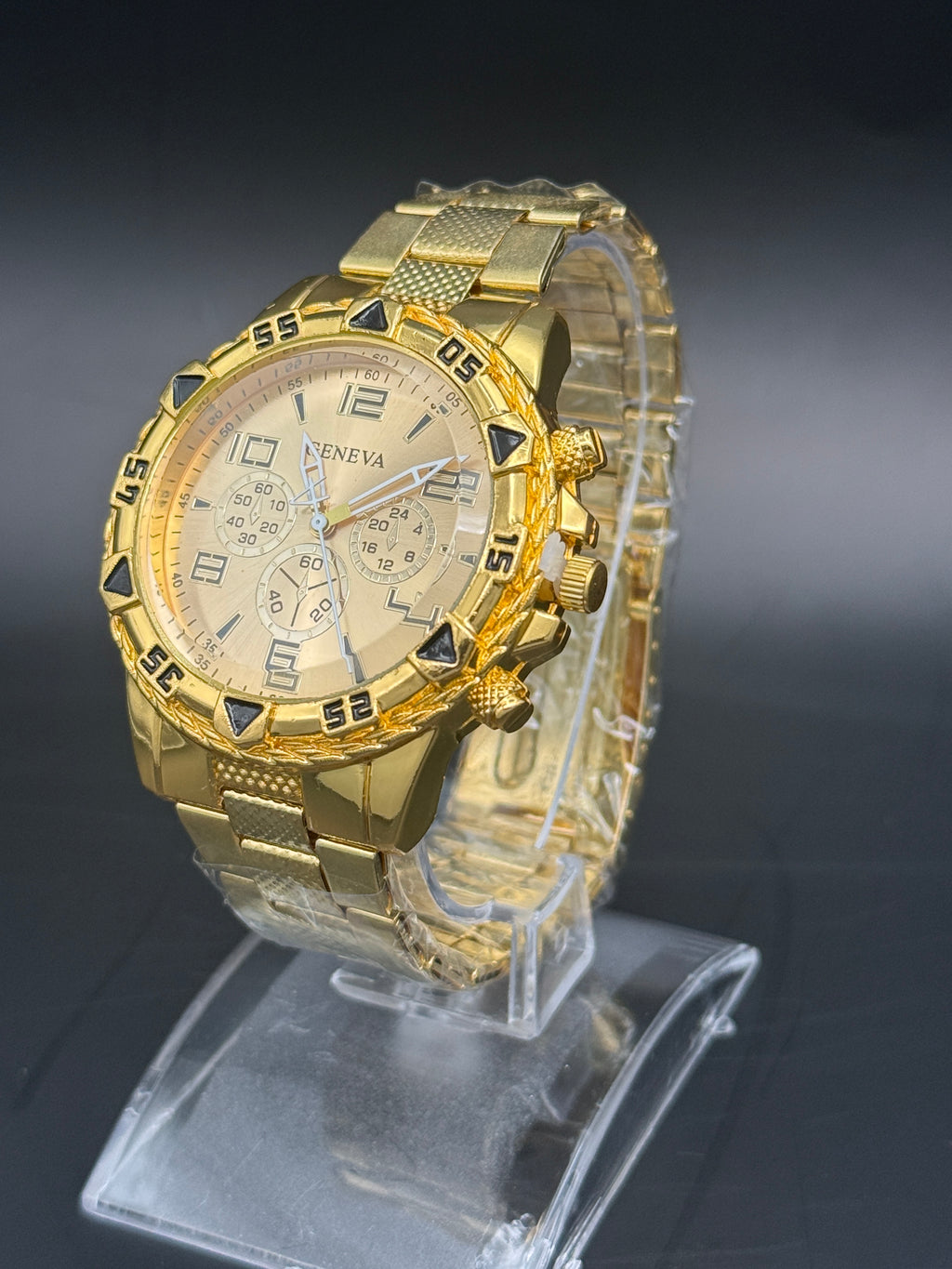 Geneva Gold-Tone Fashion Watch – Decorative Multi-Dial Design