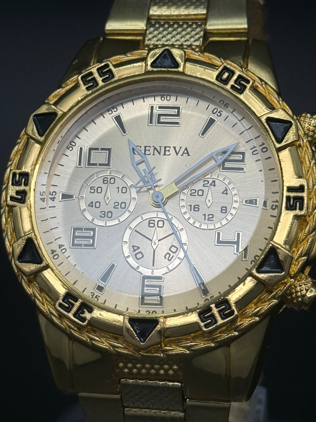 Geneva Gold-Tone Fashion Watch – Decorative Multi-Dial Design