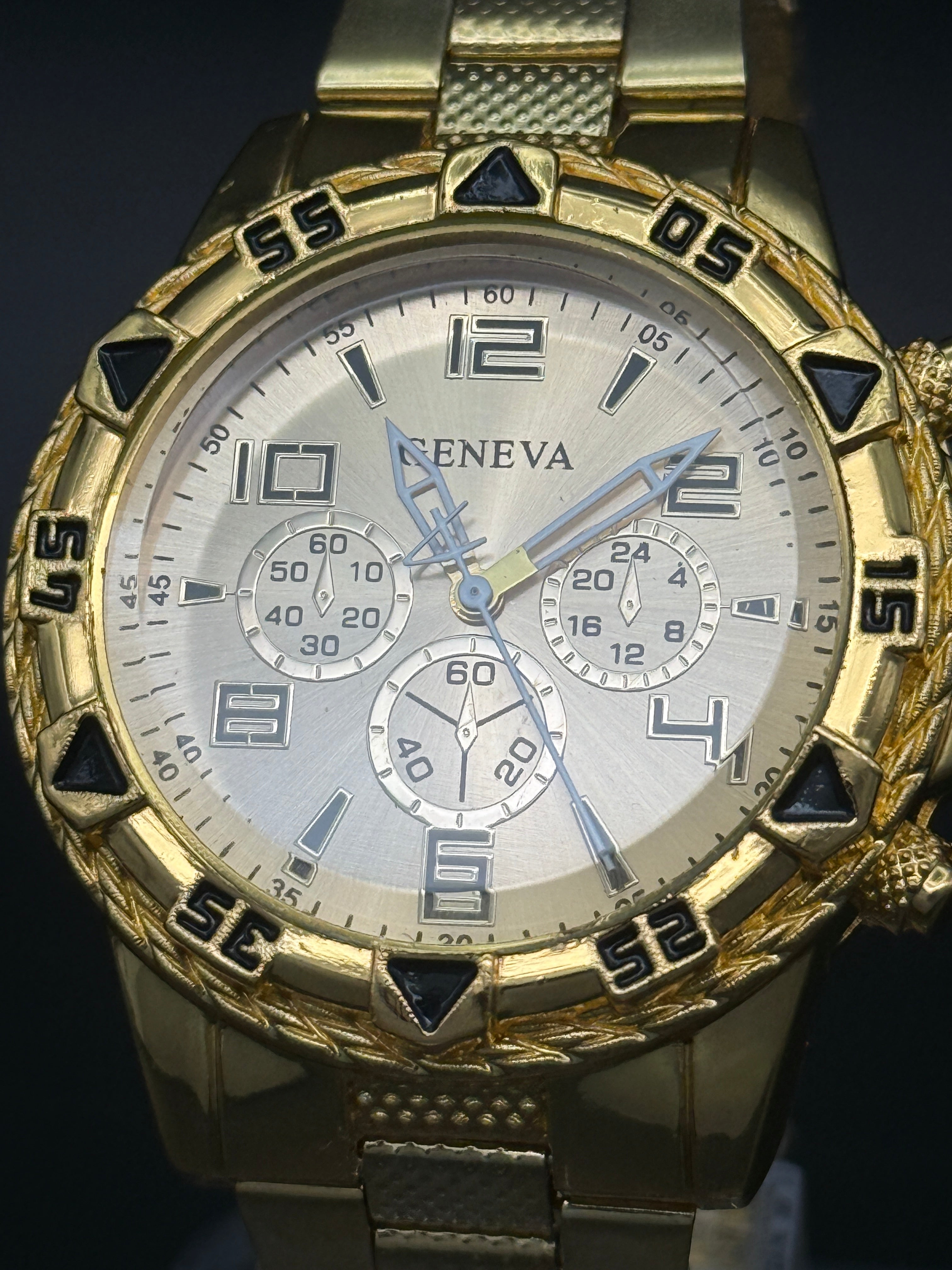 Geneva Gold-Tone Fashion Watch – Decorative Multi-Dial Design
