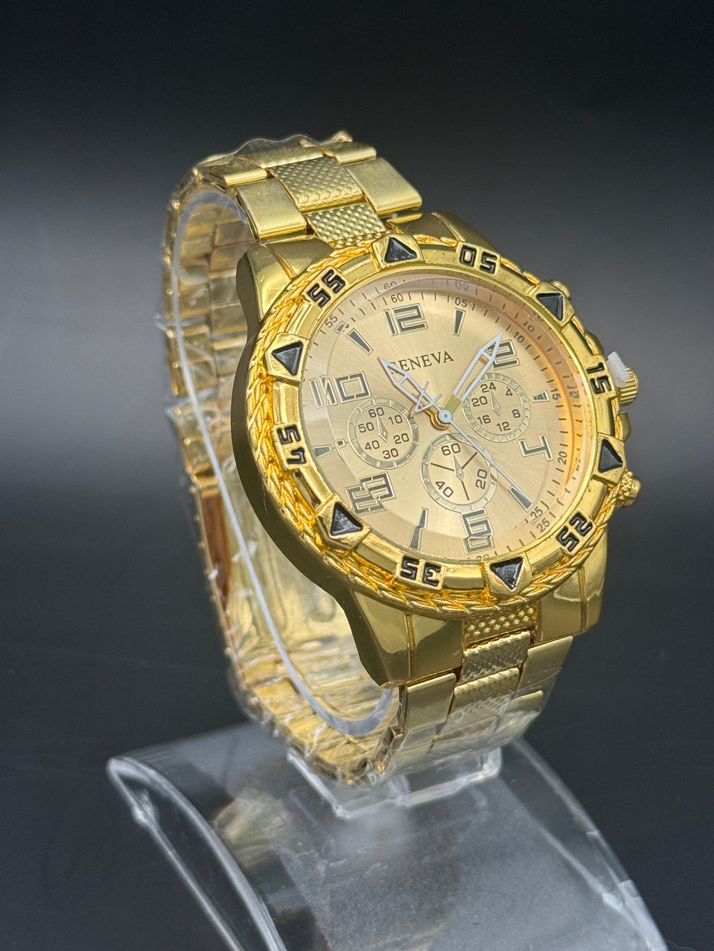 Geneva Gold-Tone Fashion Watch – Decorative Multi-Dial Design