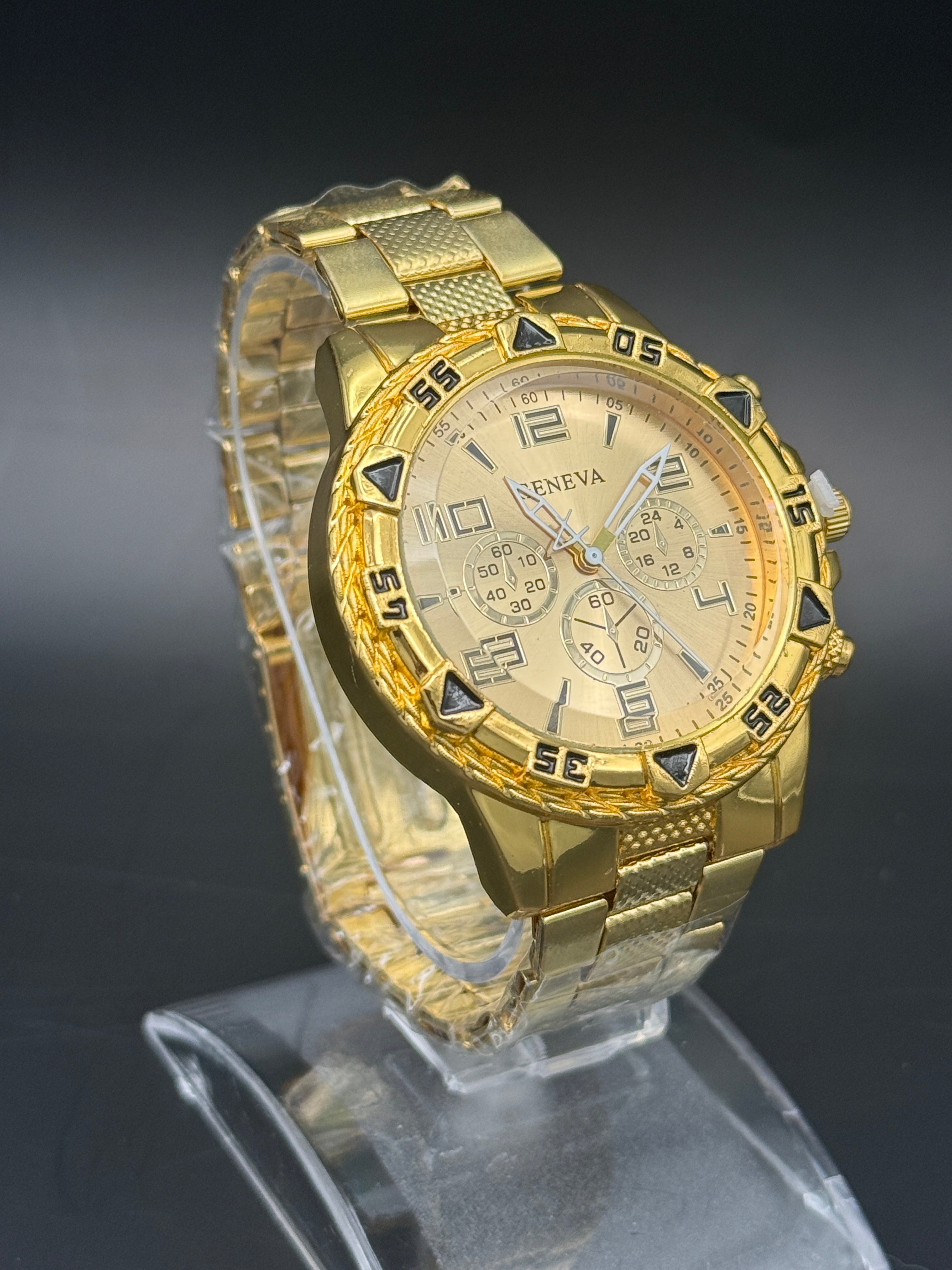 Geneva Gold-Tone Fashion Watch – Decorative Multi-Dial Design