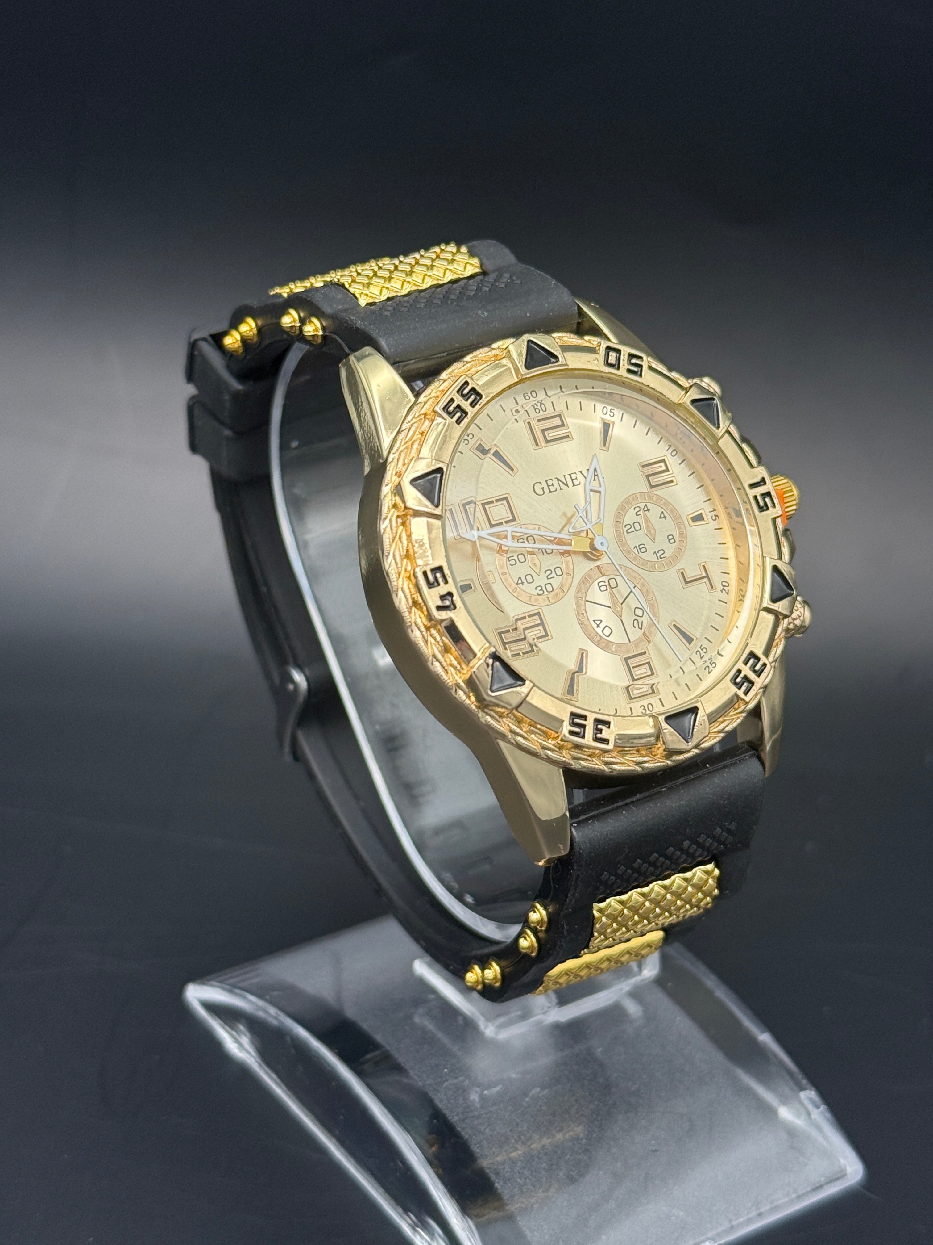 Geneva Gold-Tone Sport Fashion Watch –  Decorative Multi-Dial Design