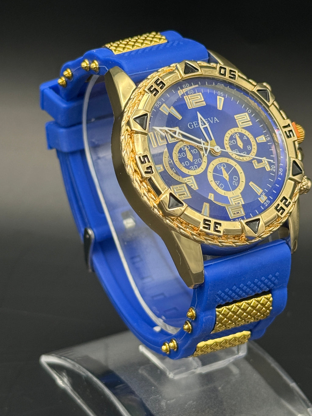 Geneva Blue & Gold Sport Fashion Watch –  Decorative Multi-Dial Design