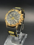 Zhowe Black & Gold Sport Fashion Watch – Textured Dial