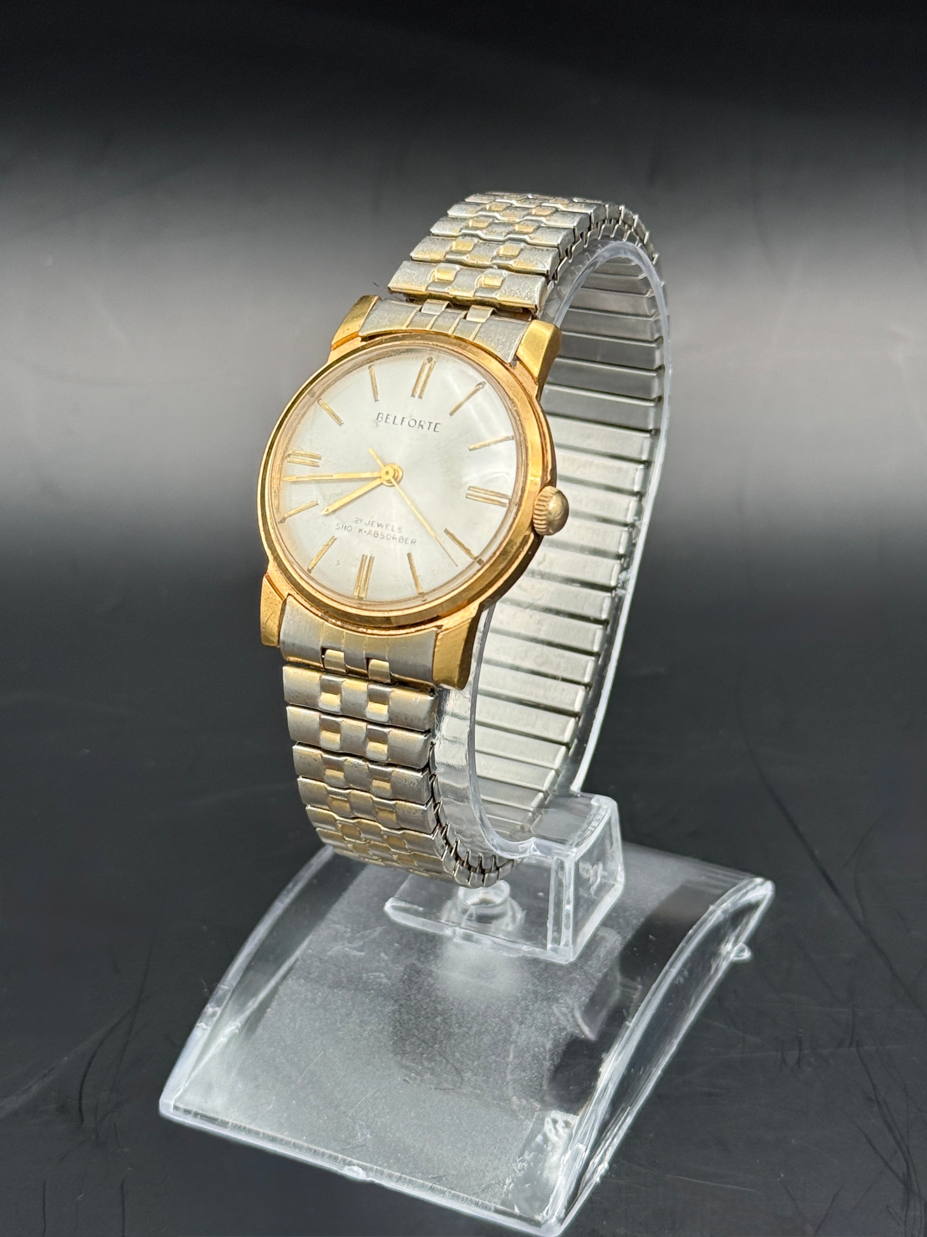 Vintage Belforte 21 Jewel Mechanical Watch – Gold Tone Dress Watch