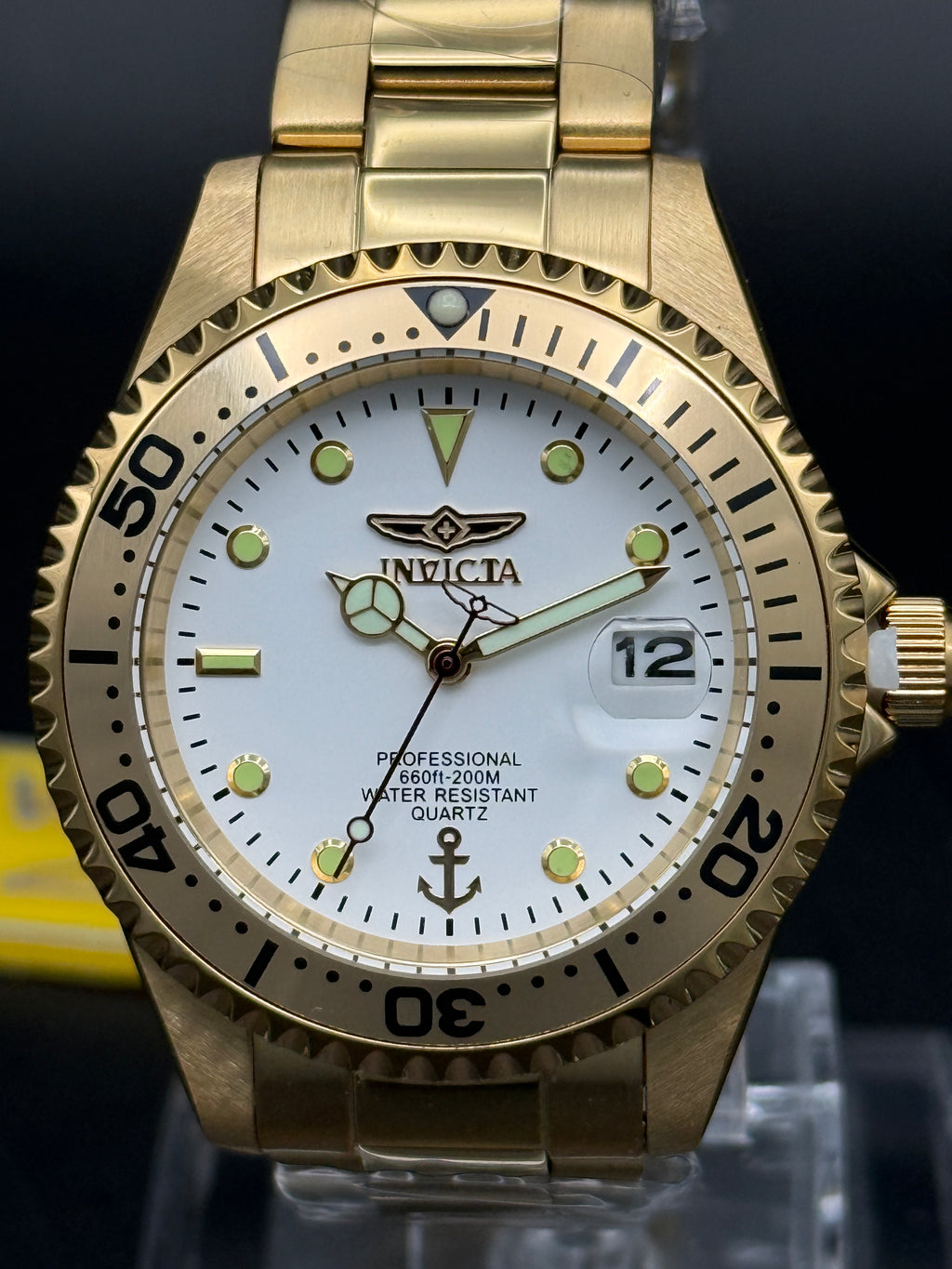 Invicta Ocean Voyage 50141 Gold Tone Diver Watch – White Dial | 200M Water Resistant