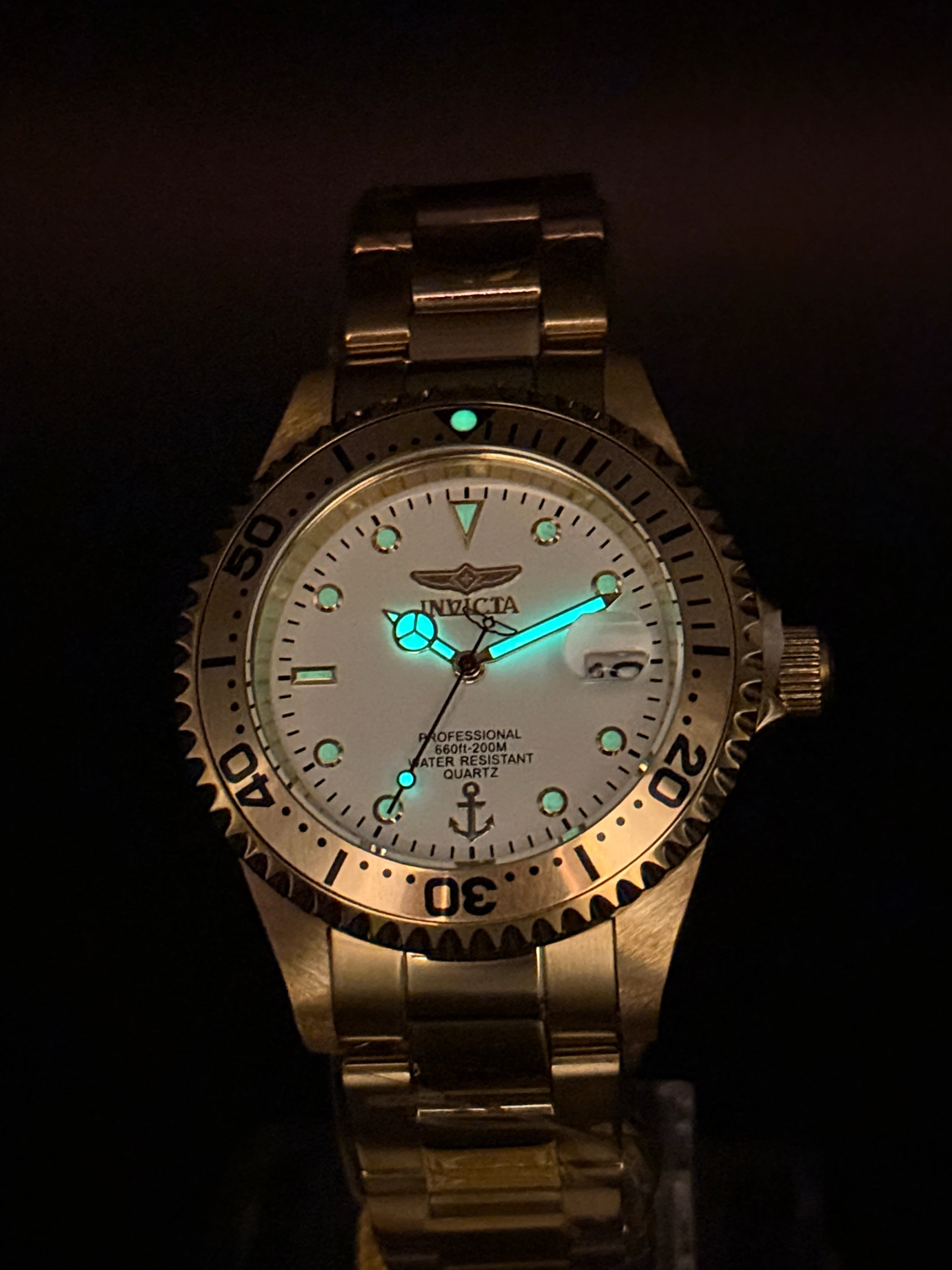 Invicta Ocean Voyage 50141 Gold Tone Diver Watch – White Dial | 200M Water Resistant