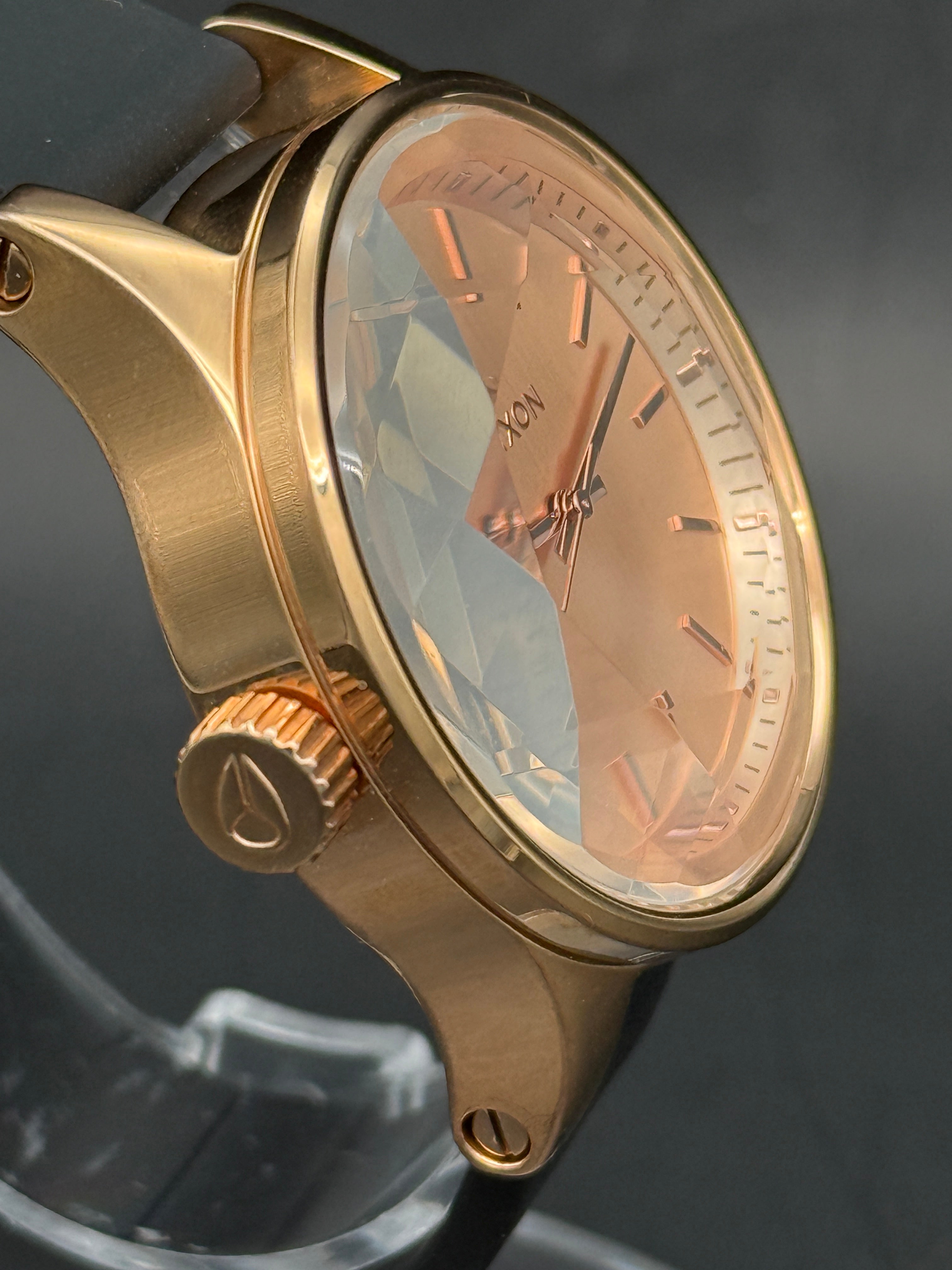 Nixon The Facet Rose Gold Watch Black Silicone Strap + Extra Bracelet