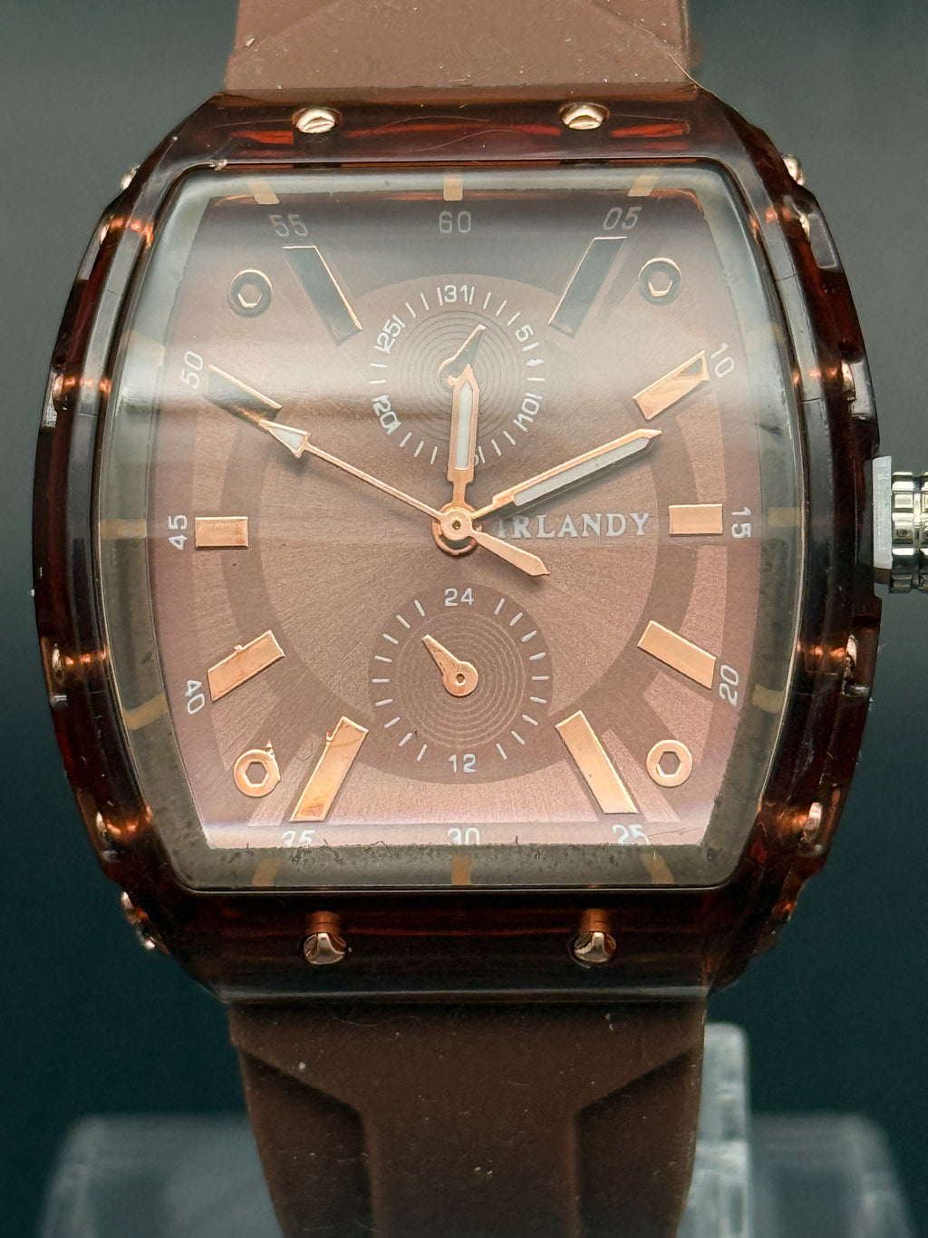 Irlandy Men's Watch – Brown Transparent Case | Brown Silicone Strap