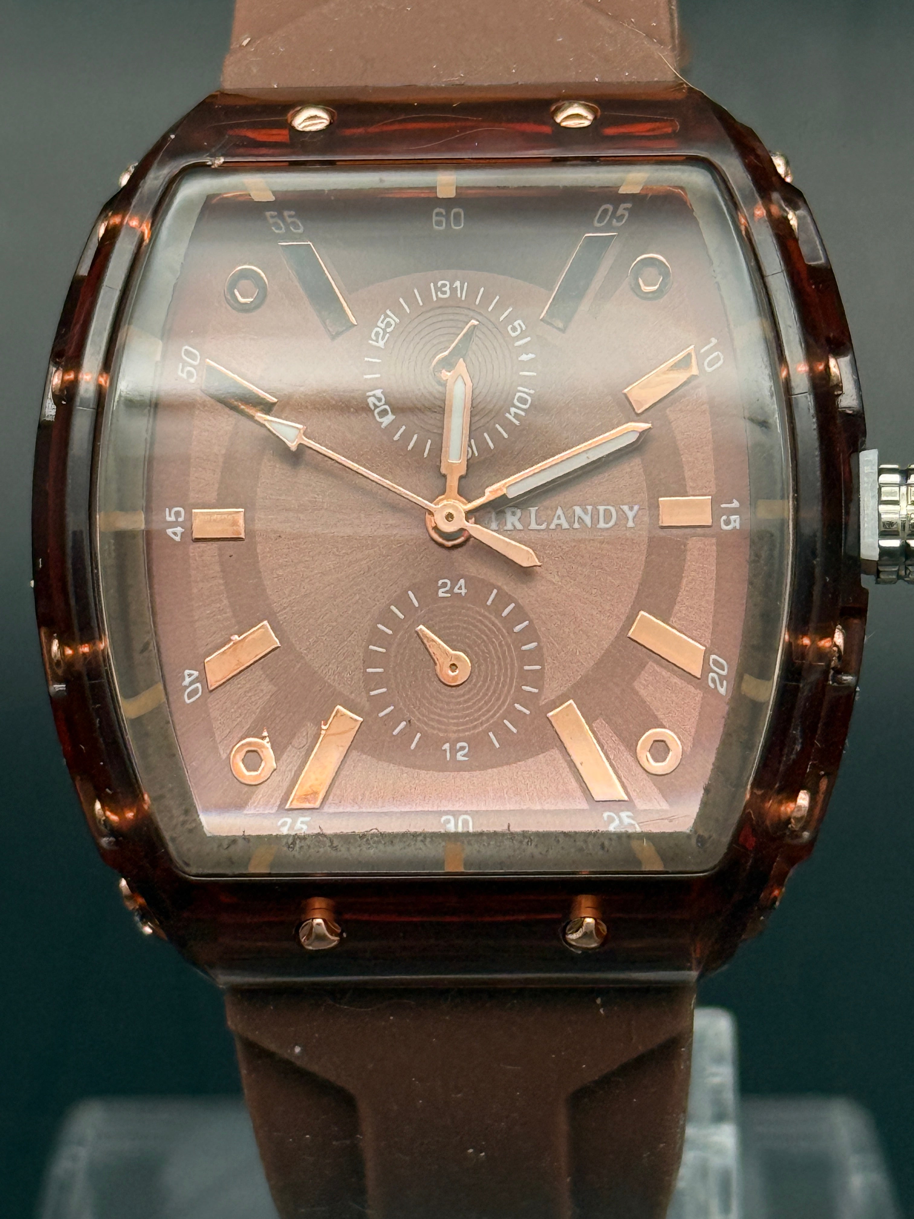 Irlandy Men's Watch – Brown Transparent Case | Brown Silicone Strap