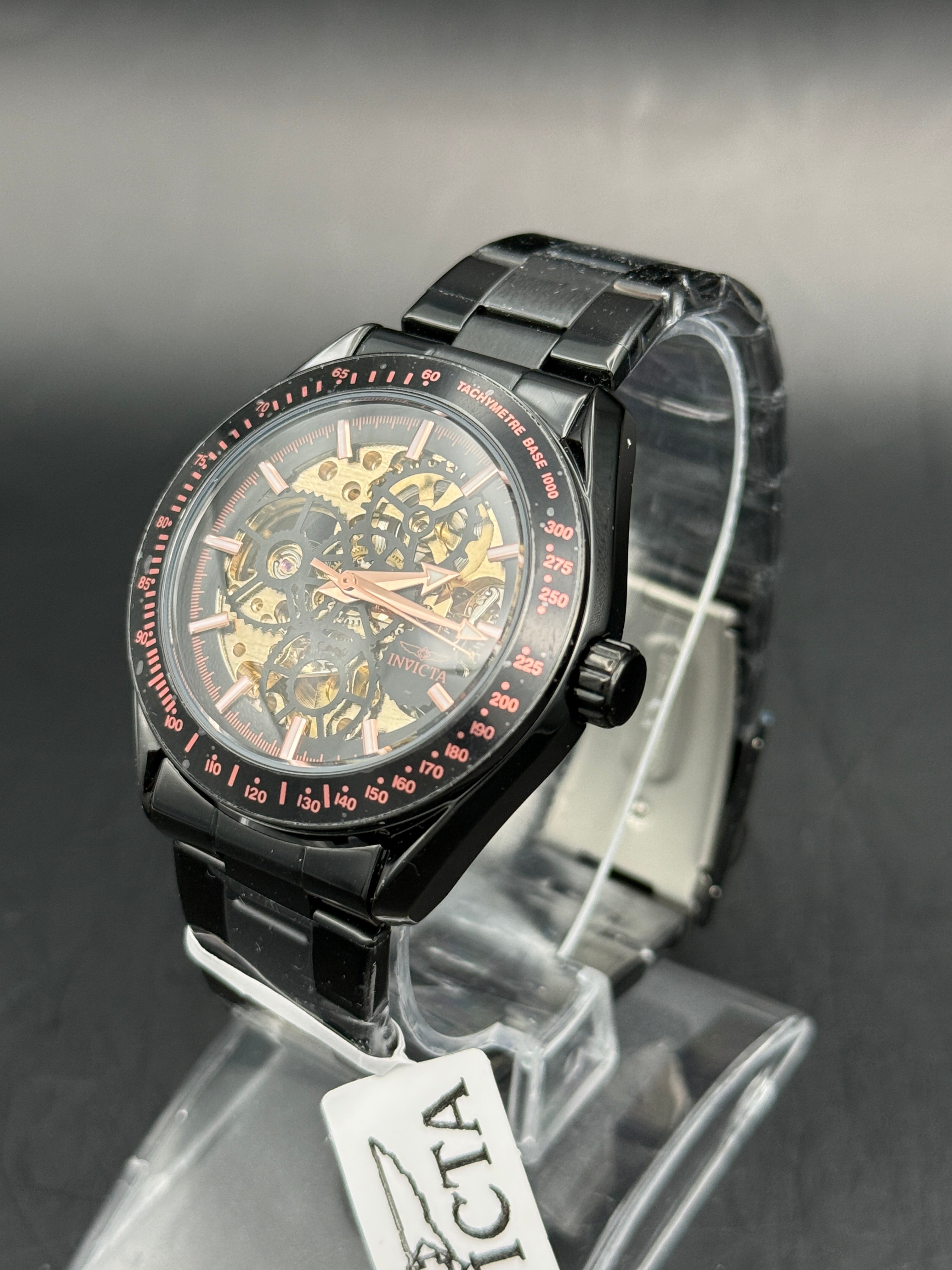 Invicta Objet D'Art 49503 Automatic Skeleton Watch – Black & Rose Gold