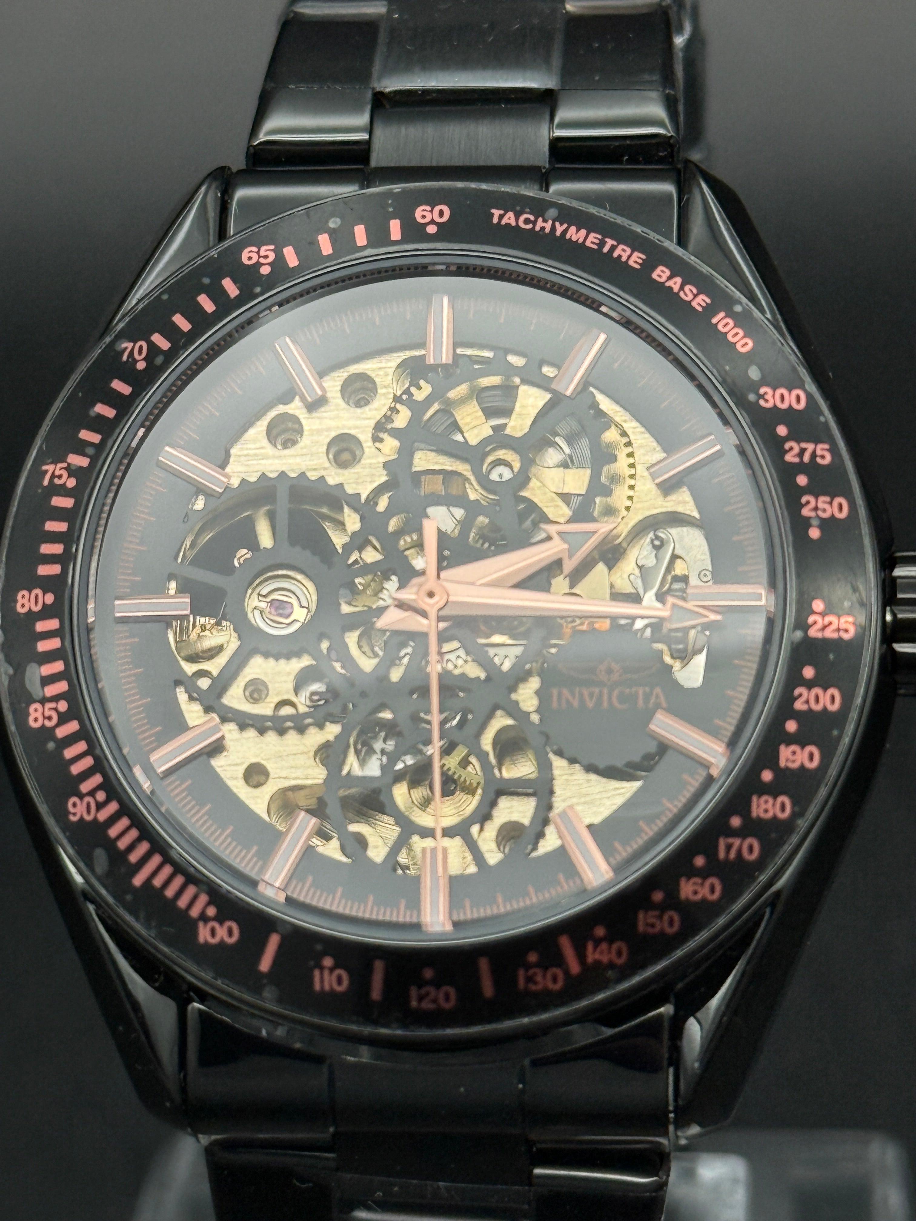 Invicta Objet D'Art 49503 Automatic Skeleton Watch – Black & Rose Gold