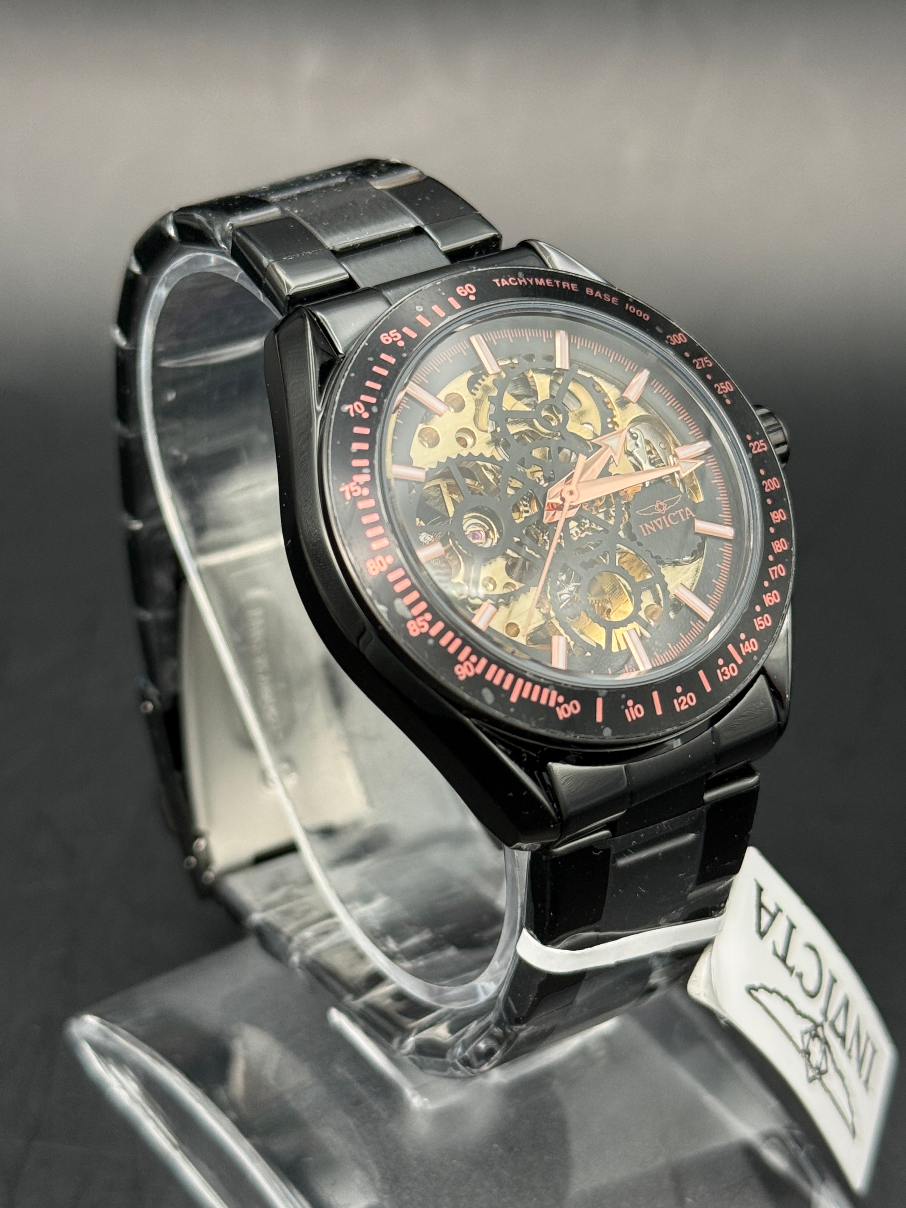 Invicta Objet D'Art 49503 Automatic Skeleton Watch – Black & Rose Gold