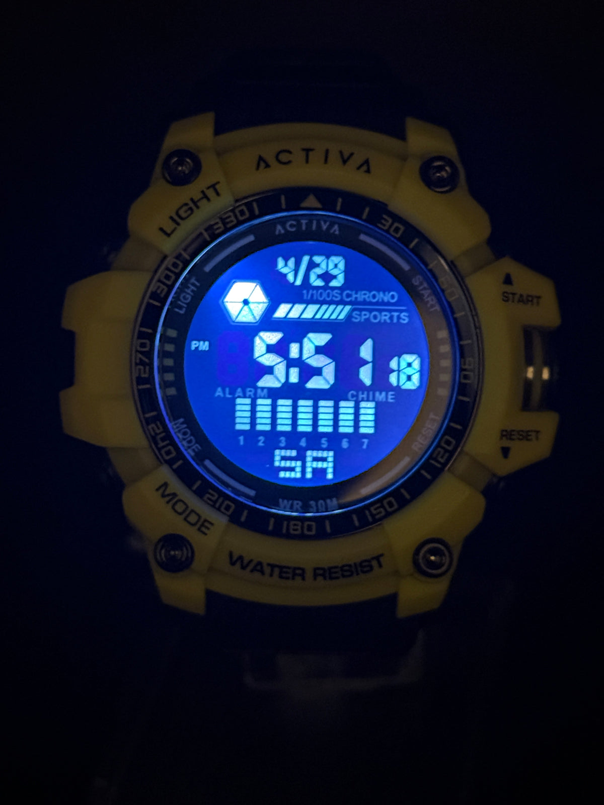 Activa Digital Sport Watch  – Yellow & Black