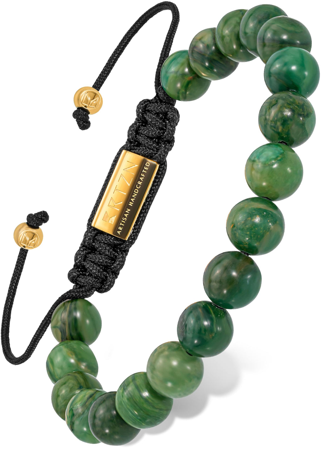 Dark Jade Beaded Bracelet – 8MM Natural Stone | Adjustable Fit